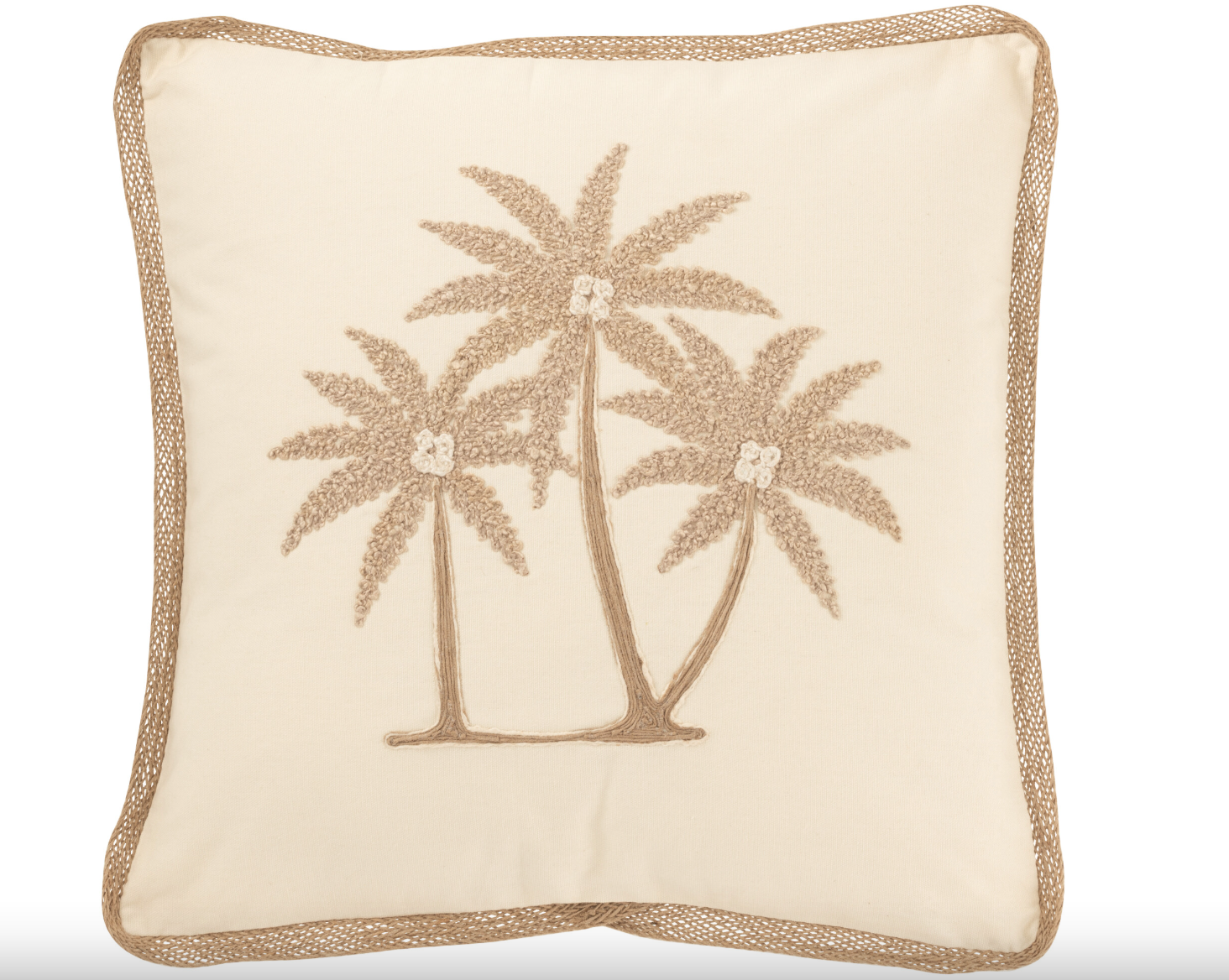 CUSHION SQU PALM TR COT CR:BEI.1