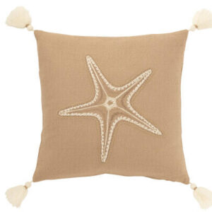 SQUARE CUSHION STARFISH & TASSLE BEIGE/CREAM
