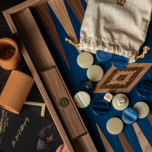 Premium Handcrafted Walnut with Blue Oak Backgammon Set
