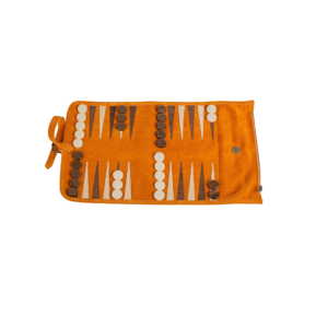 Premium Handcrafted Suede Roll-Up Backgammon Set Brown