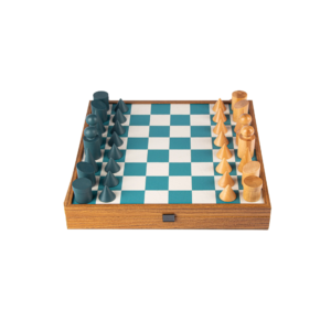 Bauhaus Style Turquoise Chess Set